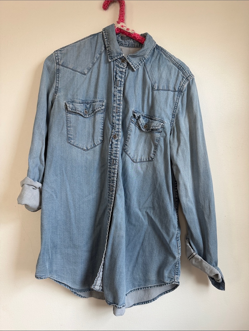 Light Wash Denim Button-Up Shirt